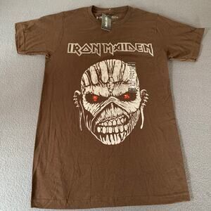 NWT Iron Maiden Eddie Music Band T-Shirt Brown Medium Heavy Metal Rock Unisex